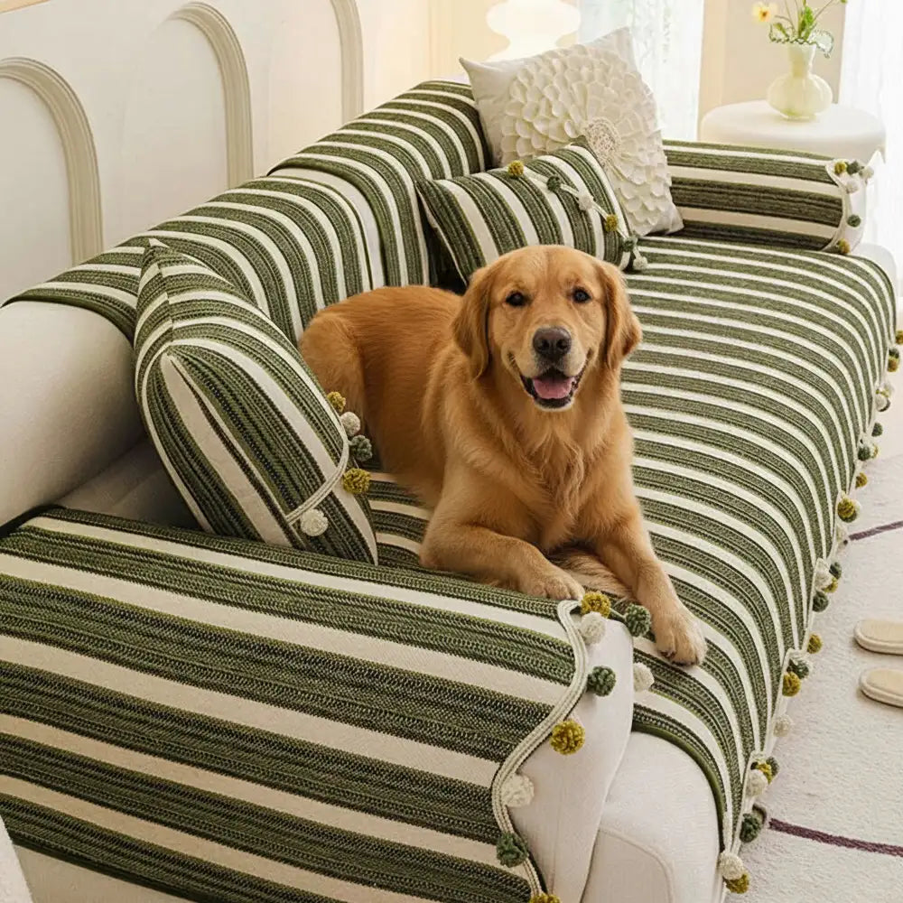 Chenille Sofa Cover – Irregular Color-Contrast, Skin-Friendly, Non-Slip Protection for Your Couch