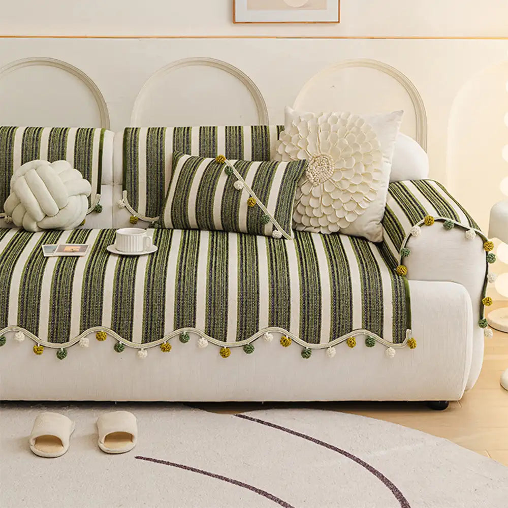 Chenille Sofa Cover – Irregular Color-Contrast, Skin-Friendly, Non-Slip Protection for Your Couch