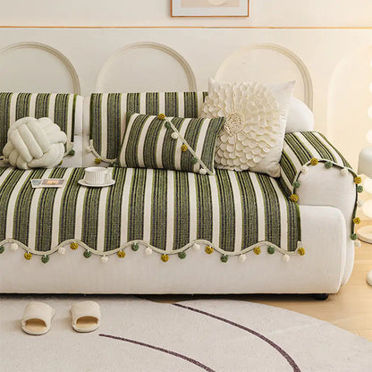 Chenille Sofa Cover – Irregular Color-Contrast, Skin-Friendly, Non-Slip Protection for Your Couch