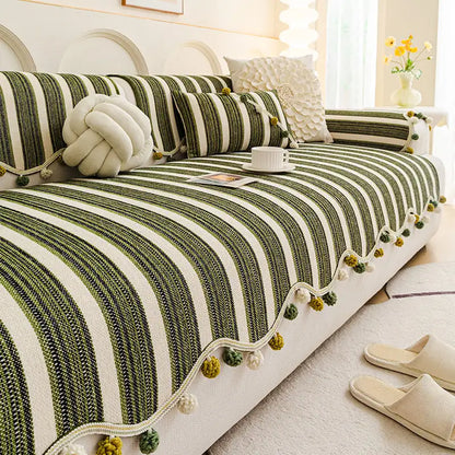 Chenille Sofa Cover – Irregular Color-Contrast, Skin-Friendly, Non-Slip Protection for Your Couch