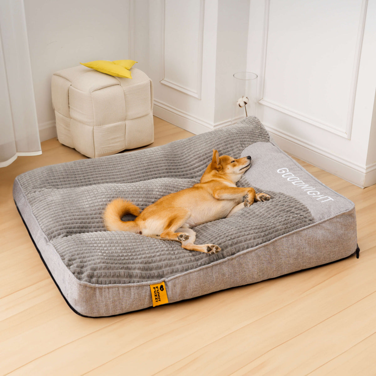 Large Thick Scratch-Resistant Dog Bed with Spine-Support Cushion
