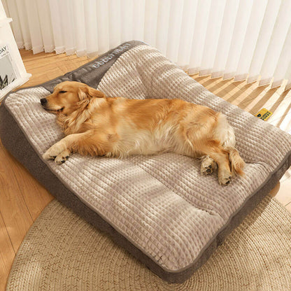 Large Thick Scratch-Resistant Dog Bed with Spine-Support Cushion