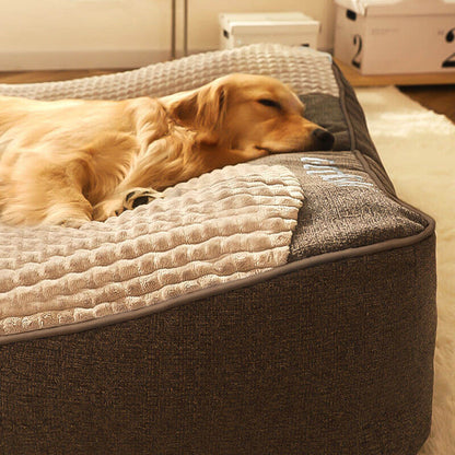 Large Thick Scratch-Resistant Dog Bed with Spine-Support Cushion