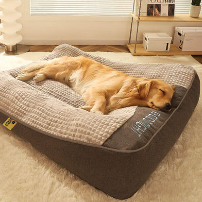 Large Thick Scratch-Resistant Dog Bed with Spine-Support Cushion