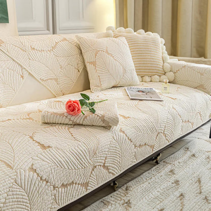 Leaf Design Sofa Mat – Anti-Scratch & Non-Slip Couch Cover for Furniture Protection