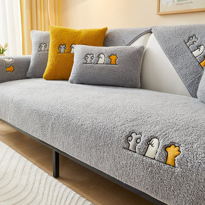 Cozy Cat's Paw Sherpa Fleece Anti-Slip Couch Cover