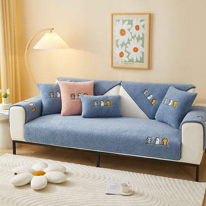 Cozy Cat's Paw Sherpa Fleece Anti-Slip Couch Cover
