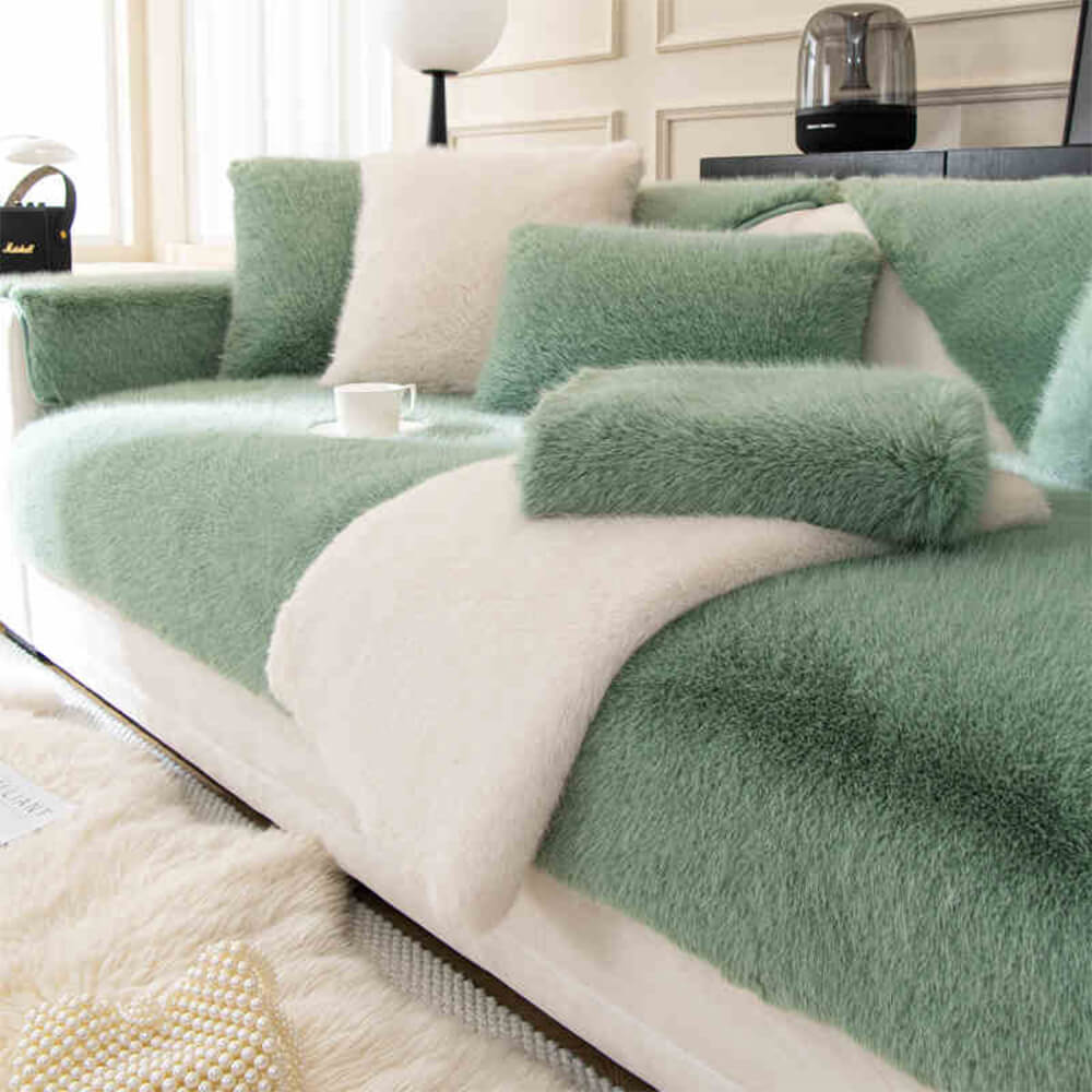 Cozy Thick Faux Fur Sofa Protector – Non-Slip Plush Couch Cover for Ultimate Comfort
