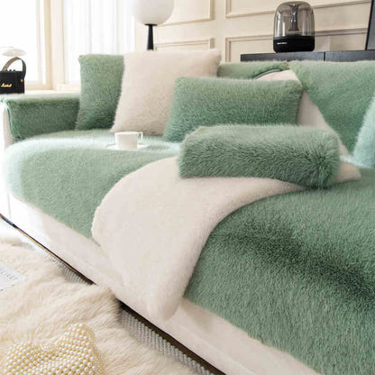 Cozy Thick Faux Fur Sofa Protector – Non-Slip Plush Couch Cover for Ultimate Comfort