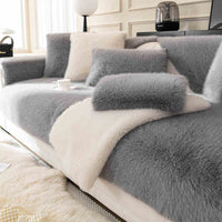 Cozy Thick Faux Fur Sofa Protector – Non-Slip Plush Couch Cover for Ultimate Comfort