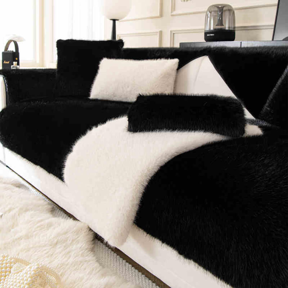 Cozy Thick Faux Fur Sofa Protector – Non-Slip Plush Couch Cover for Ultimate Comfort
