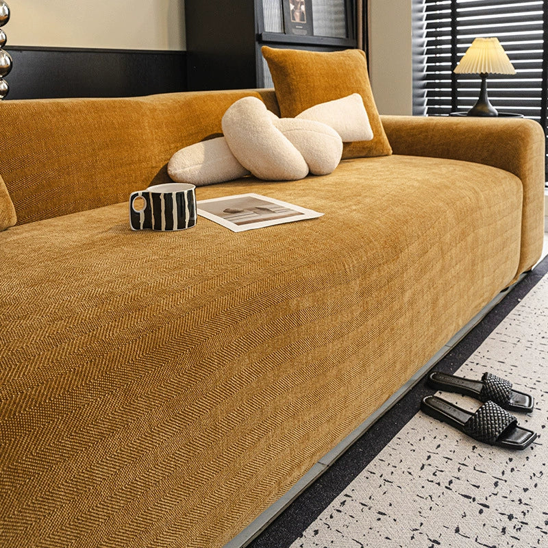 Herringbone Full-Coverage Armchair Protector – Soft, Scratch-Resistant Sofa Cover with Elastic Fit