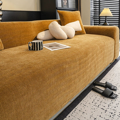 Herringbone Full-Coverage Armchair Protector – Soft, Scratch-Resistant Sofa Cover with Elastic Fit