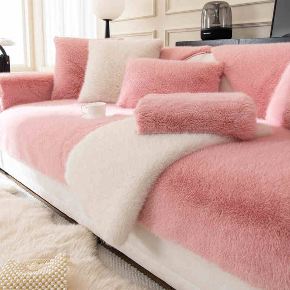 Cozy Thick Faux Fur Sofa Protector – Non-Slip Plush Couch Cover for Ultimate Comfort