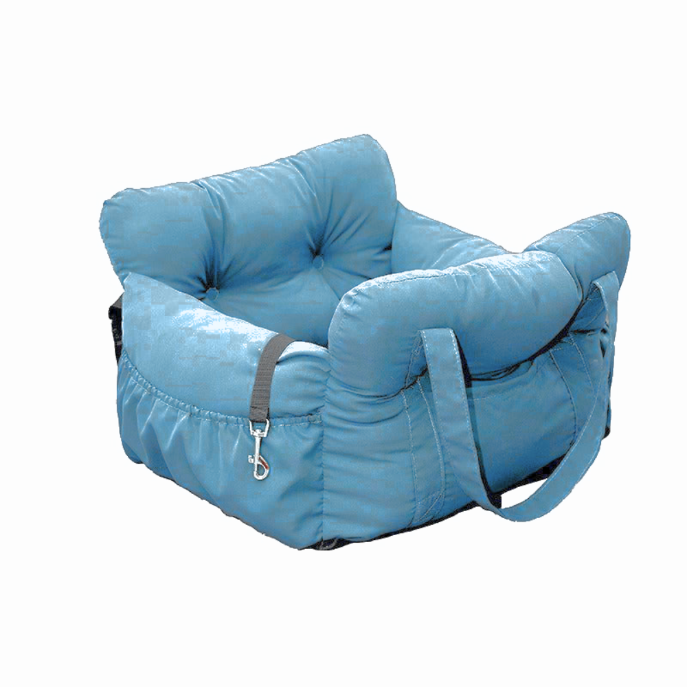 Dog Car Seat | Luxury Travel Bed with Safety Harness Clip & Washable Cover