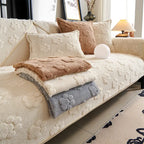 Cute Paw Print Plush Thick Sofa Cover – Non-Slip Couch Protector & Decor
