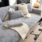 Cute Paw Print Plush Thick Sofa Cover – Non-Slip Couch Protector & Decor