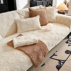 Cute Paw Print Plush Thick Sofa Cover – Non-Slip Couch Protector & Decor