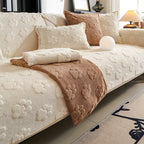 Cute Paw Print Plush Thick Sofa Cover – Non-Slip Couch Protector & Decor
