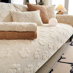 Cute Paw Print Plush Thick Sofa Cover – Non-Slip Couch Protector & Decor