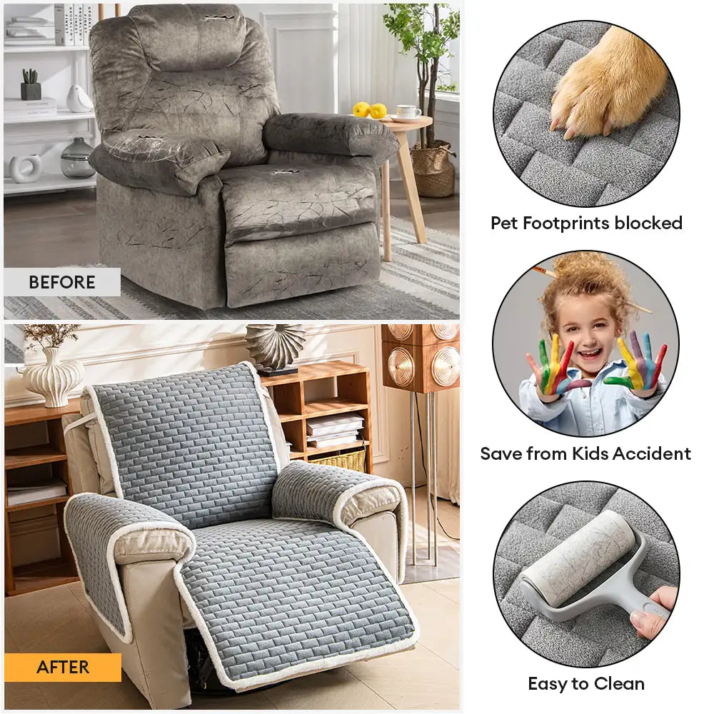All-in-One Plush Couch Cover with Scratch-Resistant Fabric and Elastic Straps for a Secure Fit