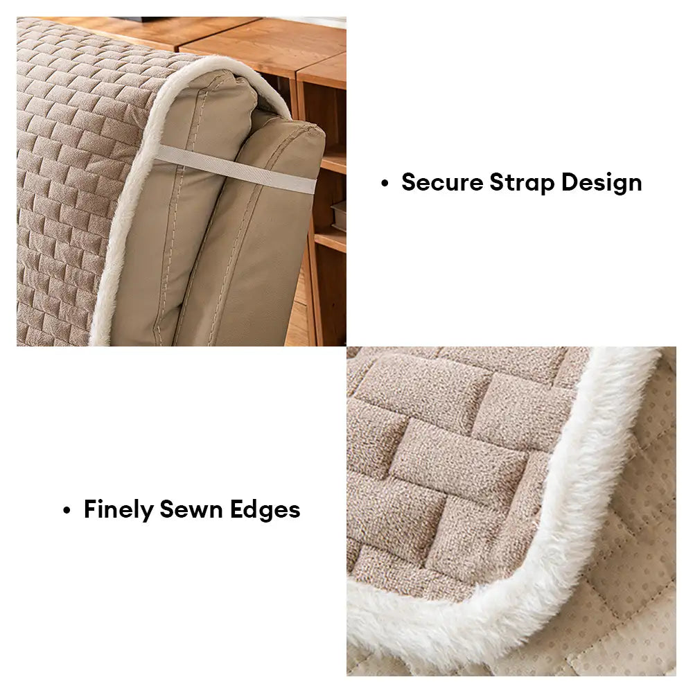 All-in-One Plush Couch Cover with Scratch-Resistant Fabric and Elastic Straps for a Secure Fit