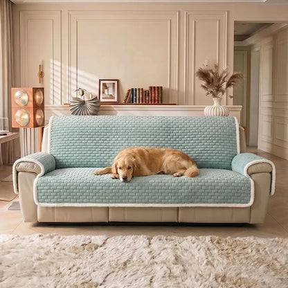 All-in-One Plush Couch Cover with Scratch-Resistant Fabric and Elastic Straps for a Secure Fit