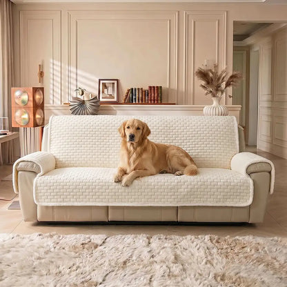 All-in-One Plush Couch Cover with Scratch-Resistant Fabric and Elastic Straps for a Secure Fit