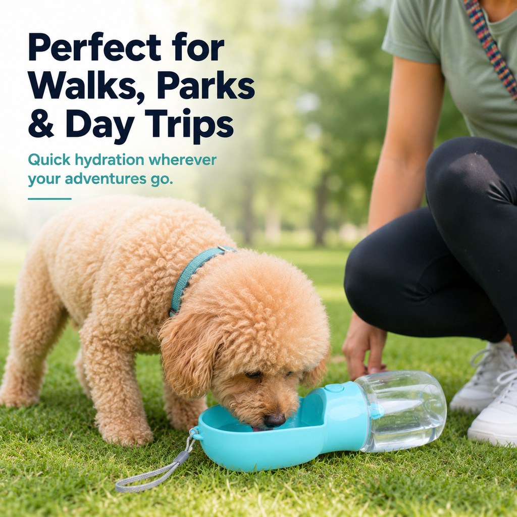 Dog Water Bottle with Food Container, 2-in-1 for Walks & Hikes