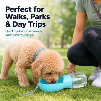 Dog Water Bottle with Food Container, 2-in-1 for Walks & Hikes