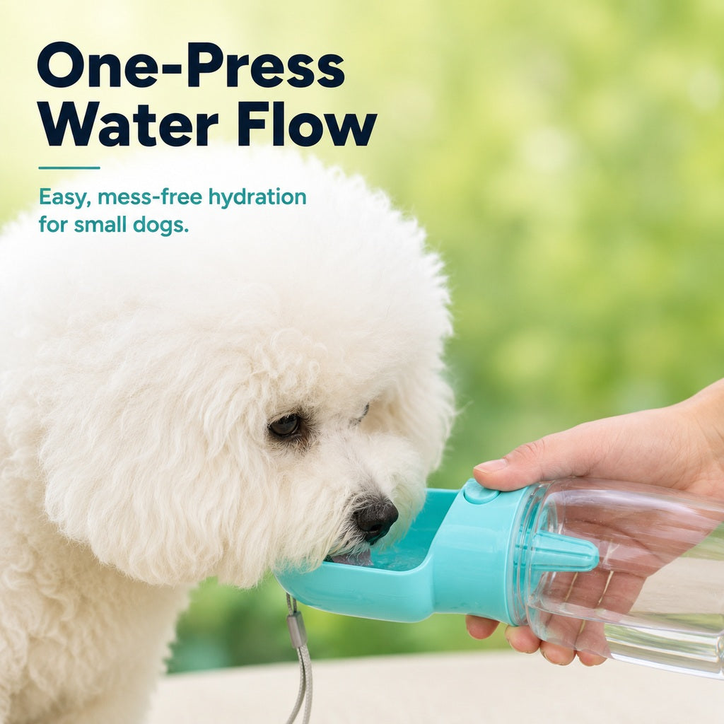 Dog Water Bottle with Food Container, 2-in-1 for Walks & Hikes