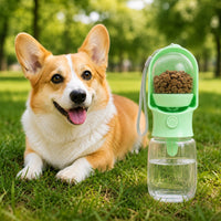 Dog Water Bottle with Food Container, 2-in-1 for Walks & Hikes