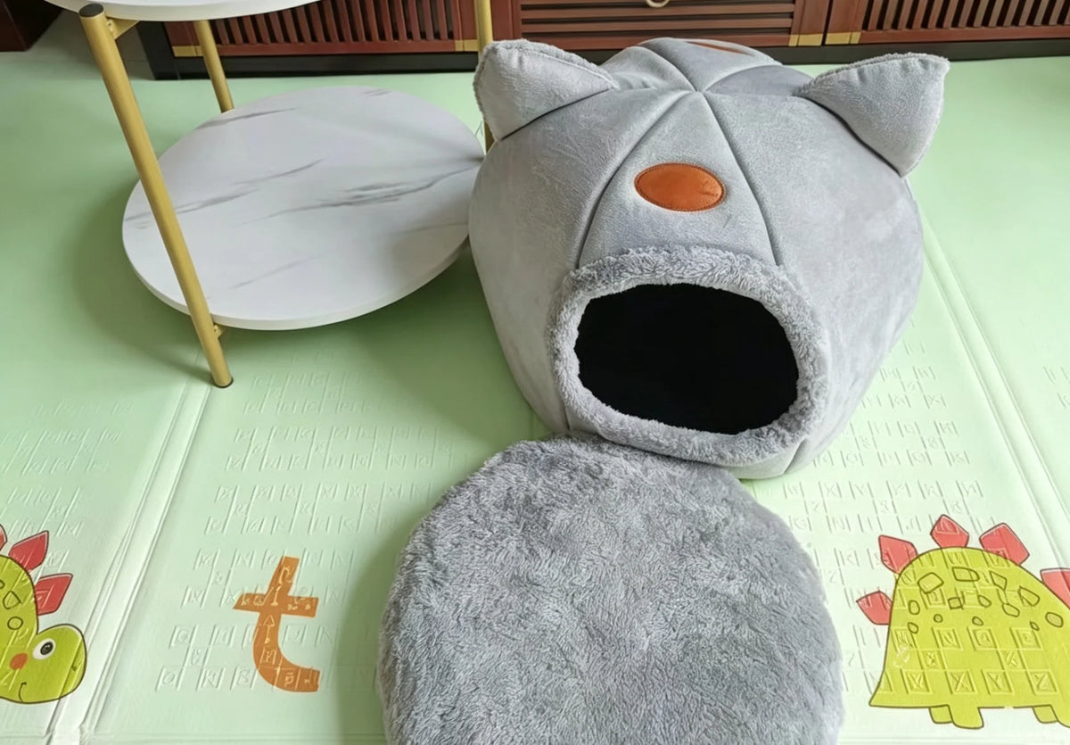 Cave cat bed in a bright room