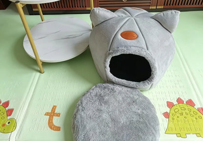 Cave cat bed in a bright room