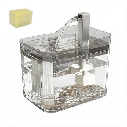 Grey cat water fountain with stainless spout