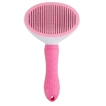 Pink self-cleaning slicker brush