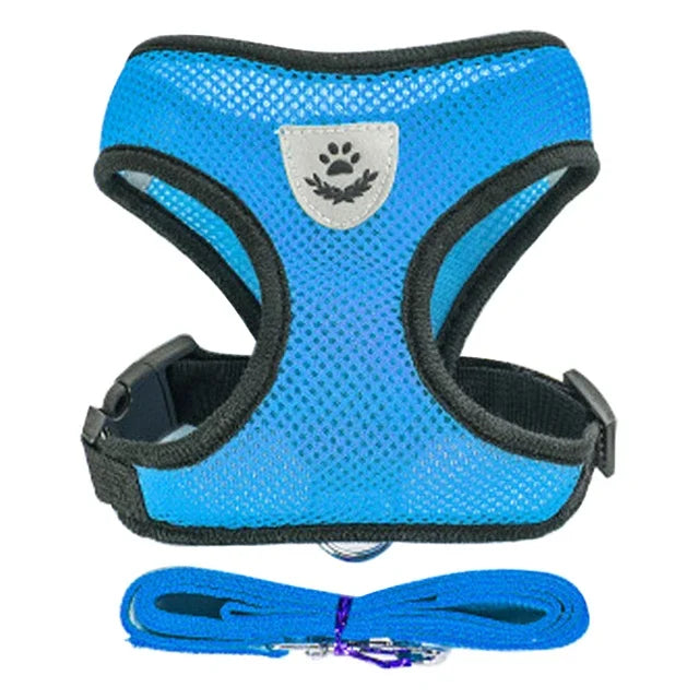 Adjustable Mesh Cat & Small Dog Harness Vest with Walking Leash