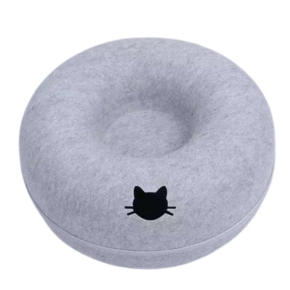 Light Gray with Cat Window felt tunnel cat bed