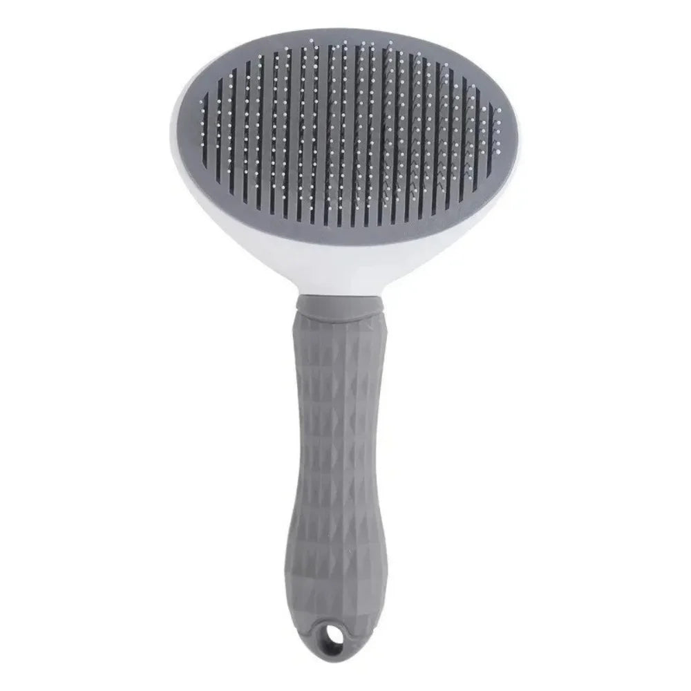 Grey self-cleaning slicker brush
