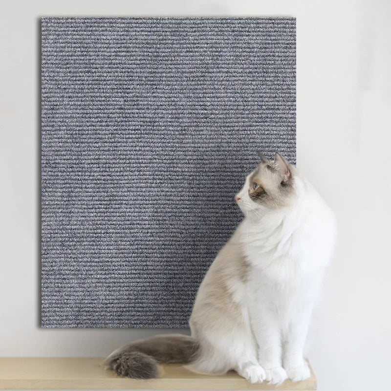 Light Gray self-adhesive cat scratch mat on a wall