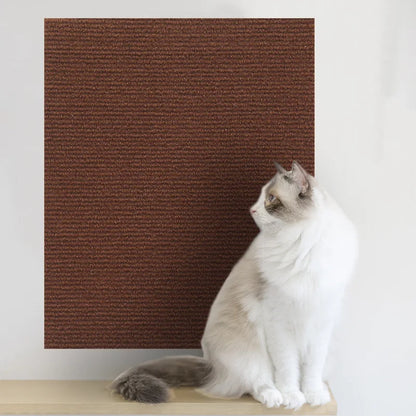 Brown self-adhesive cat scratch mat on a wall