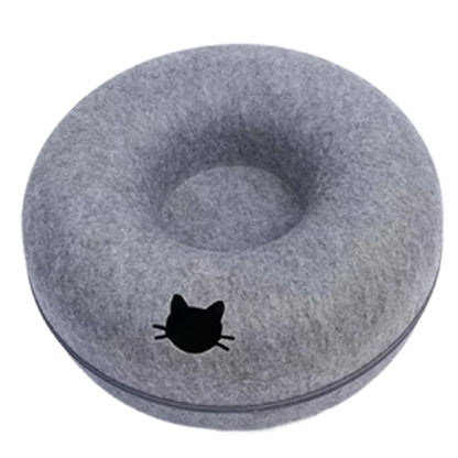 Dark Gray with Cat Window felt tunnel cat bed
