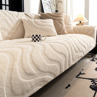 Cozy Plush Curved Jacquard Sofa Cover with Non-Slip Backing – Warm Couch Protector