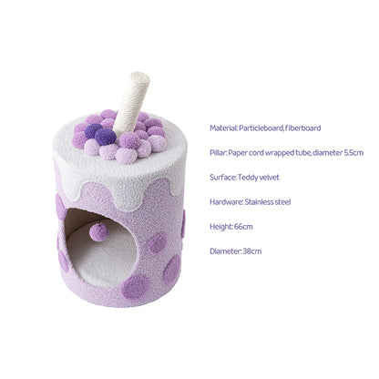 Cat Tree with Swiss Roll Bed & Milk Tea Barrel