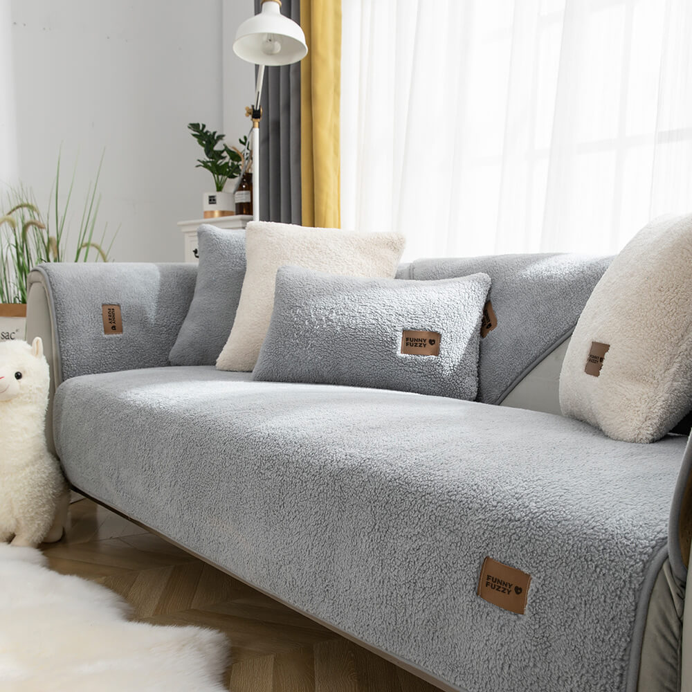 Waterproof, Thick & Cozy Faux Sherpa Fleece Non-Slip Couch Cover Protector
