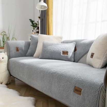 Waterproof, Thick & Cozy Faux Sherpa Fleece Non-Slip Couch Cover Protector