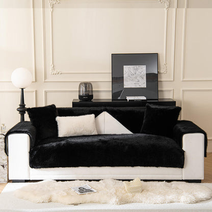 Cozy Thick Faux Fur Sofa Protector – Non-Slip Plush Couch Cover for Ultimate Comfort