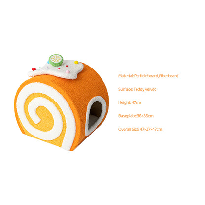 Cat Tree with Swiss Roll Bed & Milk Tea Barrel