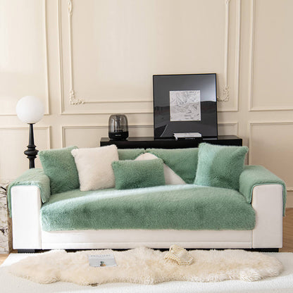 Cozy Thick Faux Fur Sofa Protector – Non-Slip Plush Couch Cover for Ultimate Comfort