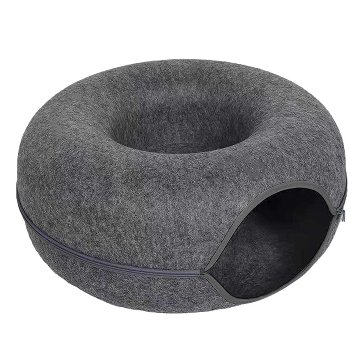 Dark Gray felt tunnel cat bed